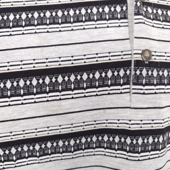 Vintage Classics Palmland Polo Shirt Mens Size Large Gray Black 90s Striped - Picture 2 of 6